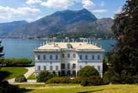 Stunning mansion in Bellagio, Italy with lake and mountain views.